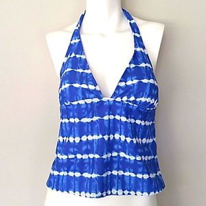Blue/White Tie Dye Halter Tankini. Sz M/L